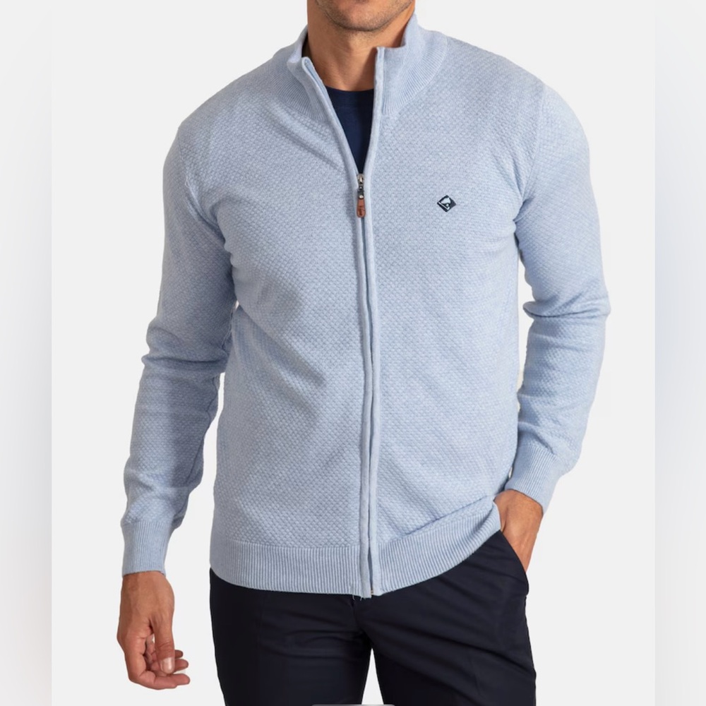 Sir Raymond Tailor- Knit Cardigan “Sydney in Light Blue”